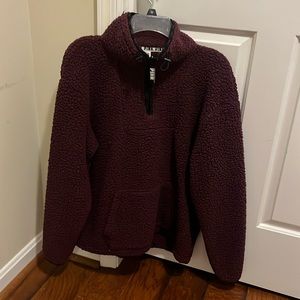 Victoria Secret PINK Sherpa 1/4 Zip Pullover Eggplant Color. Size M.